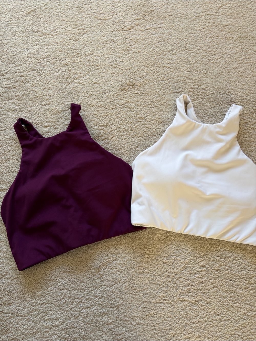 Women’s High Neck Tank Top in Plum and White - sports bra  bundle of 2-size 4/6